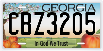 GA license plate CBZ3205