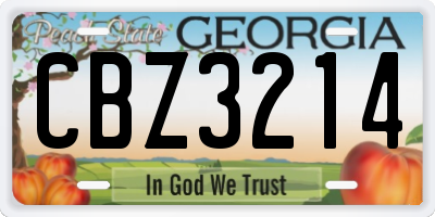 GA license plate CBZ3214