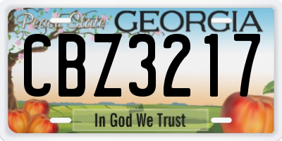 GA license plate CBZ3217