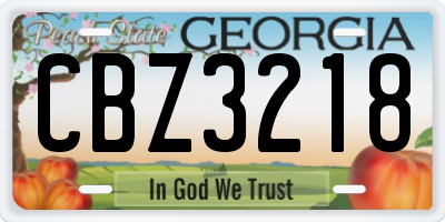 GA license plate CBZ3218
