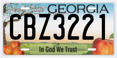 GA license plate CBZ3221