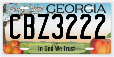 GA license plate CBZ3222