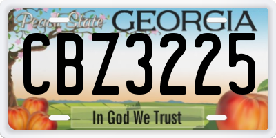 GA license plate CBZ3225