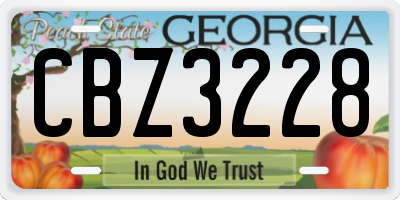 GA license plate CBZ3228