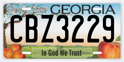 GA license plate CBZ3229