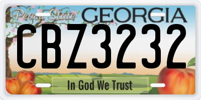 GA license plate CBZ3232