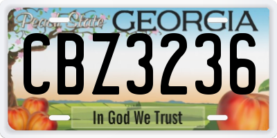 GA license plate CBZ3236
