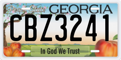GA license plate CBZ3241