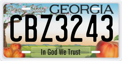GA license plate CBZ3243