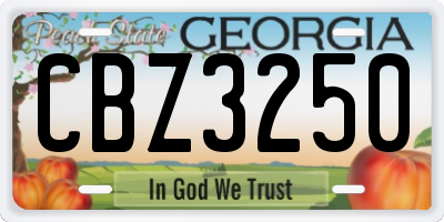 GA license plate CBZ3250