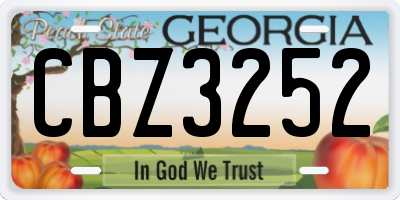 GA license plate CBZ3252