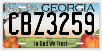 GA license plate CBZ3259