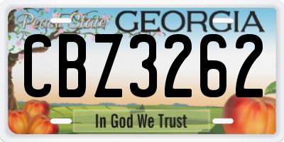GA license plate CBZ3262