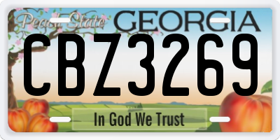 GA license plate CBZ3269