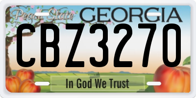 GA license plate CBZ3270