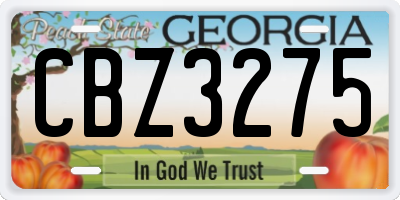 GA license plate CBZ3275