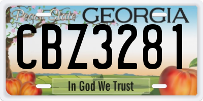 GA license plate CBZ3281