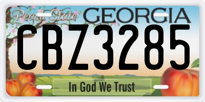 GA license plate CBZ3285