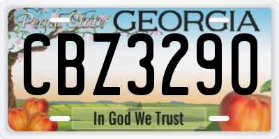 GA license plate CBZ3290