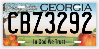 GA license plate CBZ3292