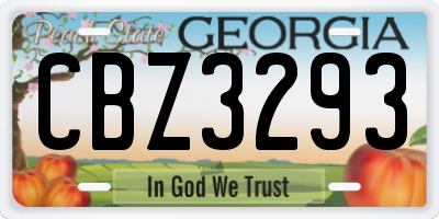 GA license plate CBZ3293