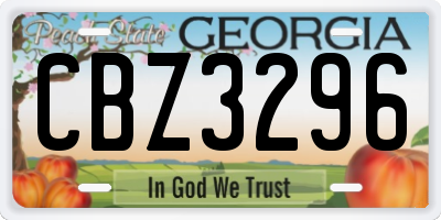 GA license plate CBZ3296