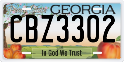 GA license plate CBZ3302
