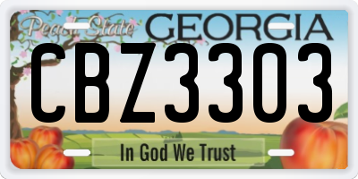 GA license plate CBZ3303