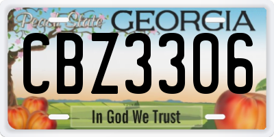 GA license plate CBZ3306