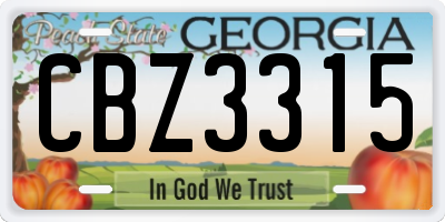 GA license plate CBZ3315