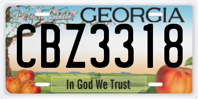 GA license plate CBZ3318