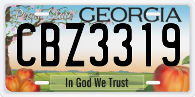 GA license plate CBZ3319
