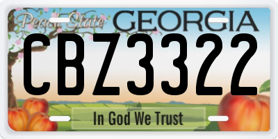 GA license plate CBZ3322