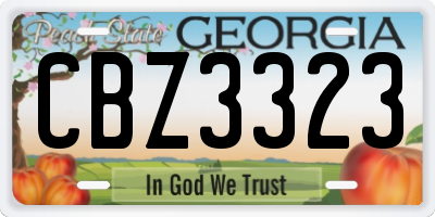 GA license plate CBZ3323