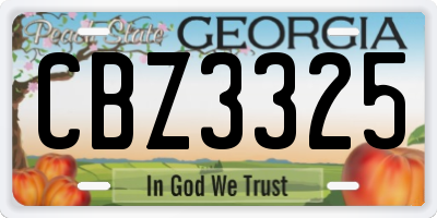 GA license plate CBZ3325