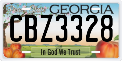 GA license plate CBZ3328