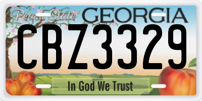 GA license plate CBZ3329