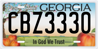 GA license plate CBZ3330