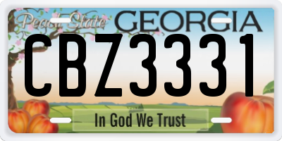 GA license plate CBZ3331