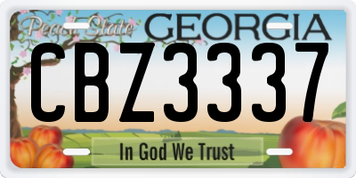 GA license plate CBZ3337
