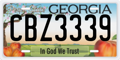 GA license plate CBZ3339