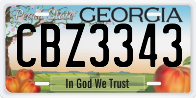 GA license plate CBZ3343