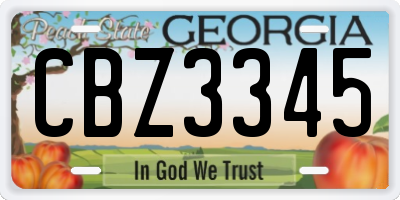 GA license plate CBZ3345
