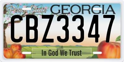 GA license plate CBZ3347
