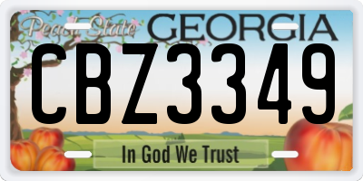 GA license plate CBZ3349