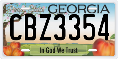 GA license plate CBZ3354