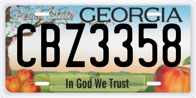 GA license plate CBZ3358