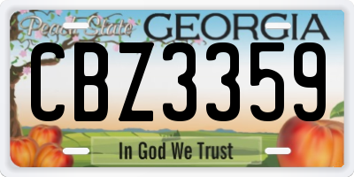 GA license plate CBZ3359