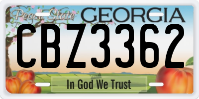 GA license plate CBZ3362