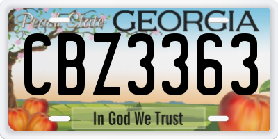 GA license plate CBZ3363
